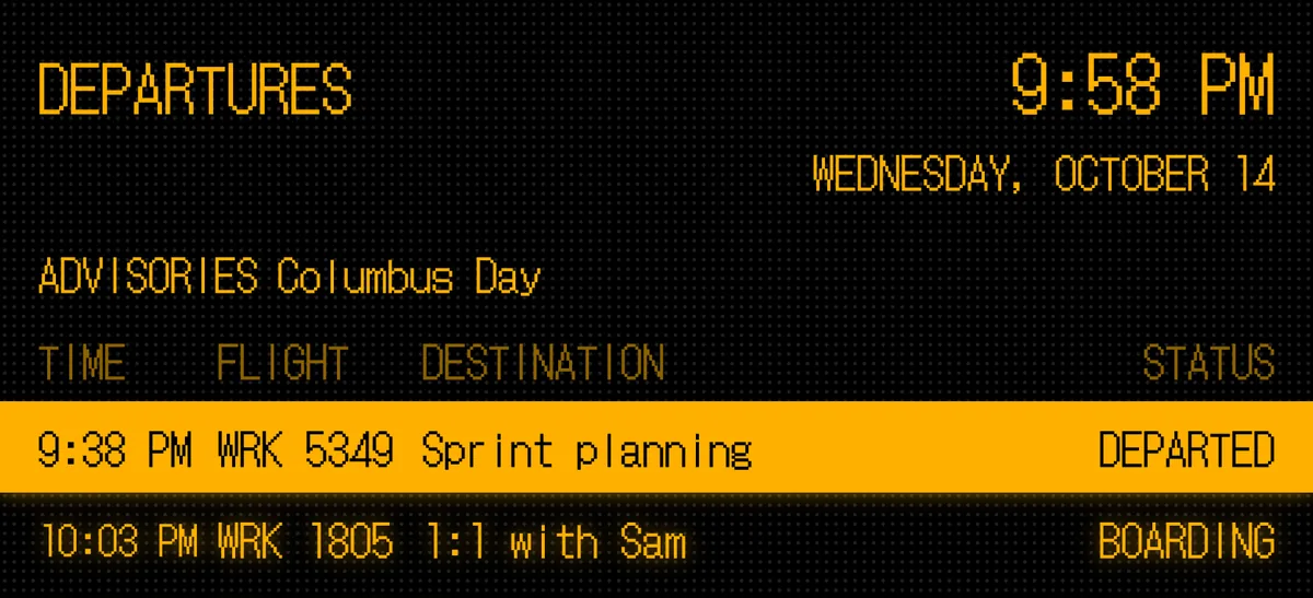 Terminal LED theme: amber dot-matrix text on black